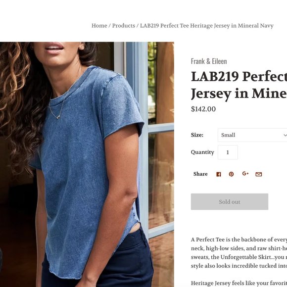 Frank & Eileen THEO LAB219 Perfect Tee Heritage Jersey Size: L Mineral wash Pink - Picture 2 of 16